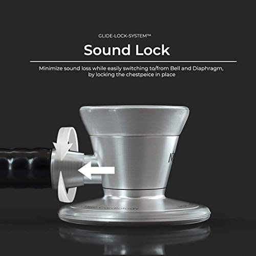 MDF ProCardial Kardiologie Stethoskop, Leichtgewicht Titan, Erwachsene, Doppelkopf, Lila Glitzerschlauch, Kaleidoskop Brustst¸ck-Headset, MDF797TGL08KL+ MDF Reiseetui