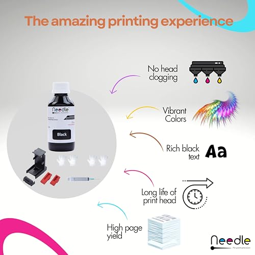 Needle Black Refill Kit with Suction Tool Combo Pack of High Yield Inkjet Cartridge Ink Refill Compatible for HP and Canon Cartridge Printers -... - Image 3
