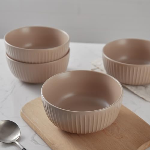 Image of Stone Lain Logan 12 Pieces Stoneware Dinnerware Set, Beige