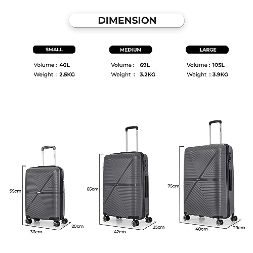 Image of Stony Brook by Nasher Miles Axis Hard-Sided Polypropylene Cabin Luggage Dark Grey 20 inch |55cm Trolley Bag