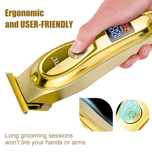 Image of HTC Hair Clippers - Professional Cordless Rechargeable Hair Trimmer with Precision, Adjustable Speeds, and LED Display