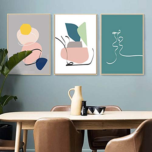 Toile géométrique salon : affiche scandinave moderne 3 pièces 50x70 cm - 3