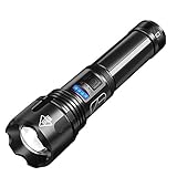 HHOZsafety Potente Linterna LED Recargable por USB, Linterna XHP50, Linterna LED de Alta Potencia para Acampar, Senderismo, Ciclismo, emergencias (Nero RGB) (Nero RGB)
