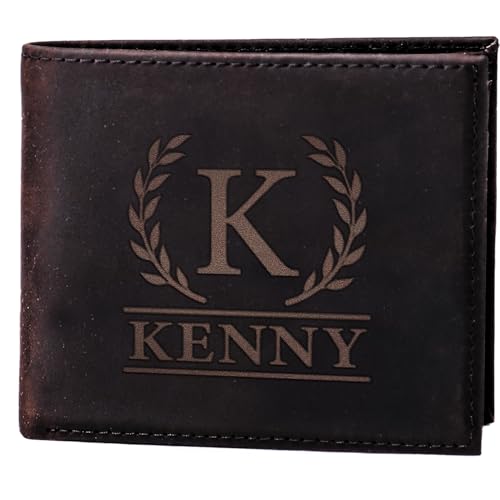 Customized Genuine Leather Wallet Christmas Gifts for Dad, Grandpa, Husband,
