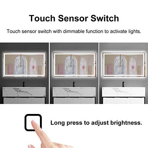 S'bagno 800 x 600mm Backlit LED Illuminated Bathroom Mirror and Additional Features - Bluetooth Speaker/Demister Heat Pad/Dimming Function/Sensor Touch switch- can be hung in 2 directions