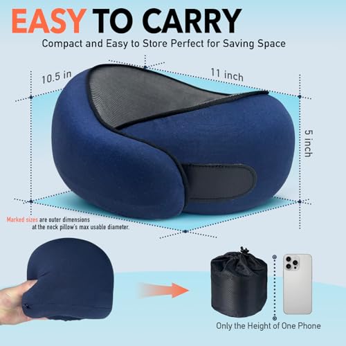 Image of Travel Pillow | High-Density Memory Foam Pillow with 360 Surround Support. Ergonomically Designed. Ideal for Airplane Travel and Home Use.
