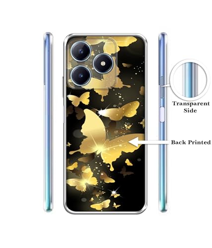 Image of Golden Butterfly Pattern Design Printed Silicon Soft TPU Back Case Cover for Realme C63 4G / Narzo N63 4G