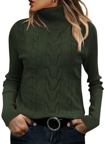 Image of ANFTFH Womens Turtleneck Sweater 2025 Ribbed Knit Top Pullover Sweaters