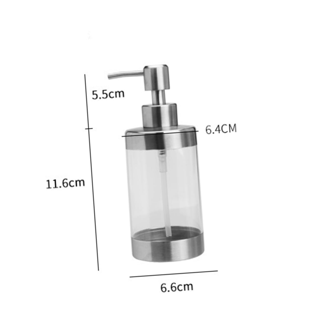 2 Stück 350ml Seifen Pumpspender aus Edelstahl und Acryl | Silber, Nachfüllbar und Wiederverwendbar, für Bad und Küchenarbeitsplatte