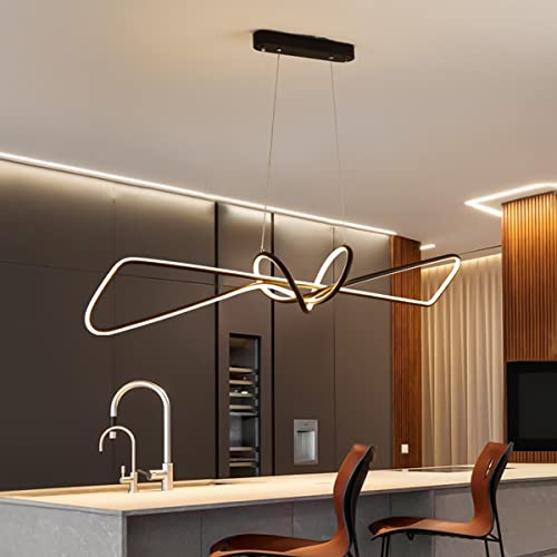 Lampe à suspension LED pour table de salle à manger, lustre noir moderne de 82 cm