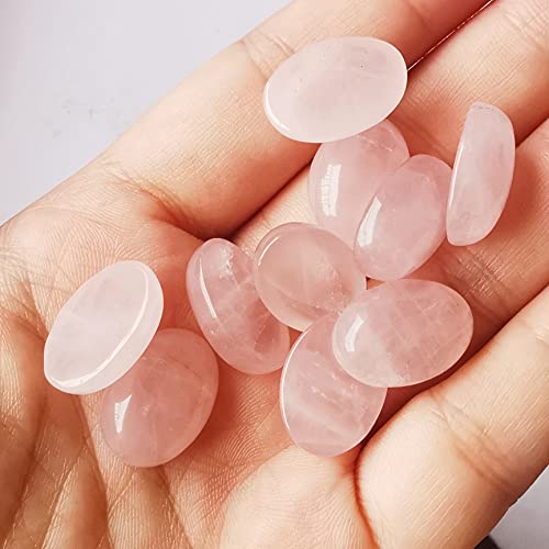 Bacatgem 7 Pcs Rose Quartz Oval Cabochons Flatback Crystal Stone Gemstones Beads For Jewelry Making Diy,18X13Mm #TOP1