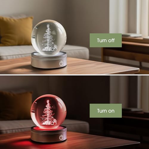 Image of L LOHAS LED 3D Crystal Ball Night Light-Laser Engraved Christmas Tree