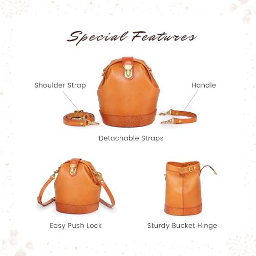 Image of OLD TREND Doctor Bucket Crossbody Handbag | Luxurious and Versatile Bag for Women | Genuine Cowhide Leather