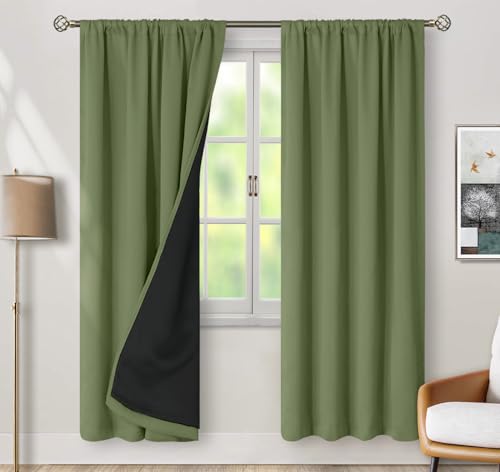 BGment Grass Green Blackout Curtains for Bedroom 84 Inch Length 2 Panels