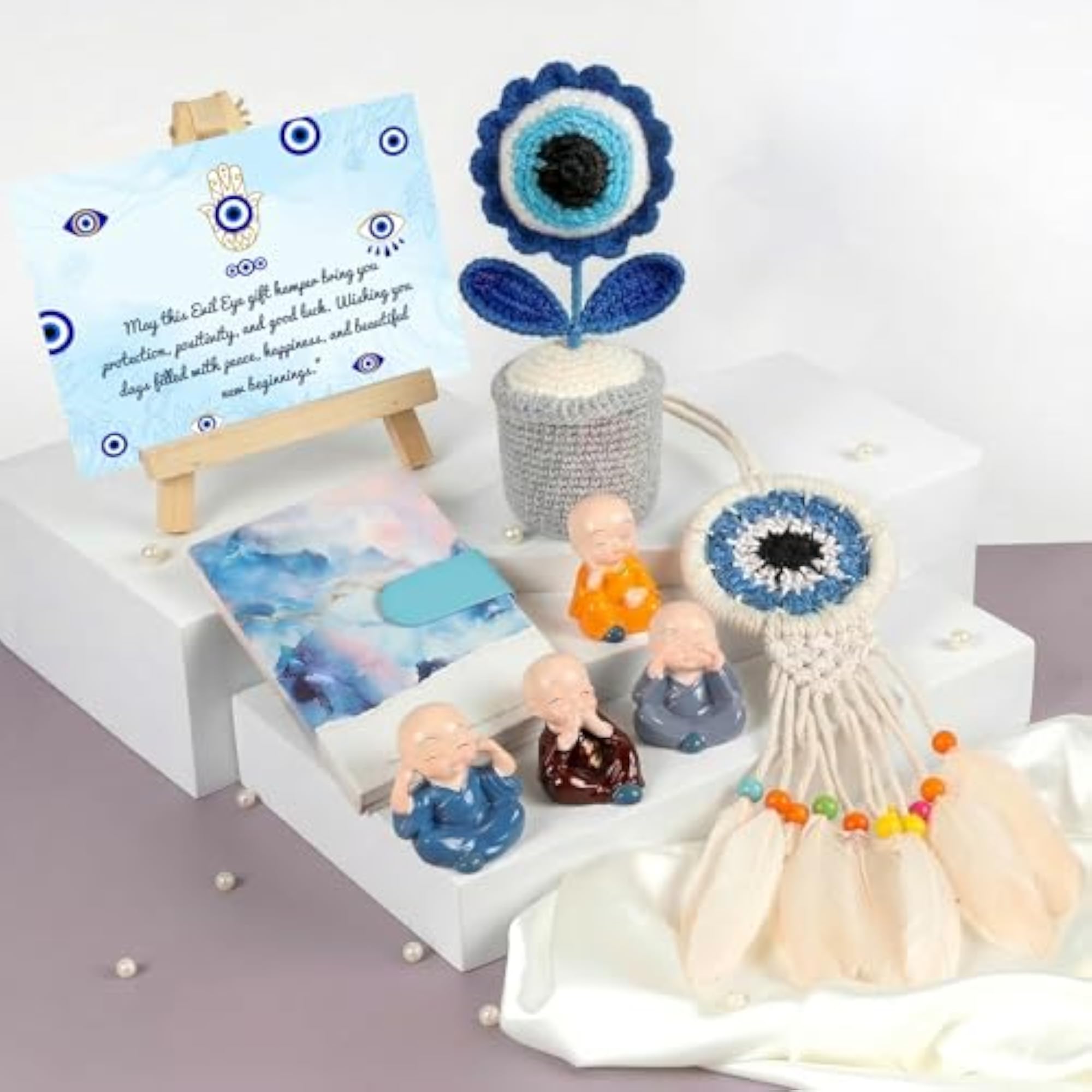 Evil Eye Gift Hamper Set with Crochet Pot and Dreamcatcher
