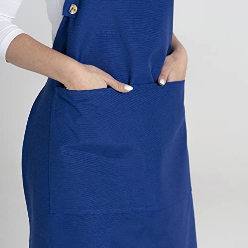 Toshe Kitchen Apron Waterdrop Resistant Cotton Apron With Adjustable Aprons For Women With Pockets 10 Color Option Cooking Blue Apron thumb #8