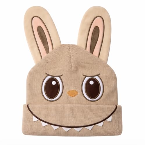 Cosplaya Scary Teddy Face Beanie Costume Hat for Womens Mens Adult Hats Bunny Ears Head Cosplay Halloween One Size