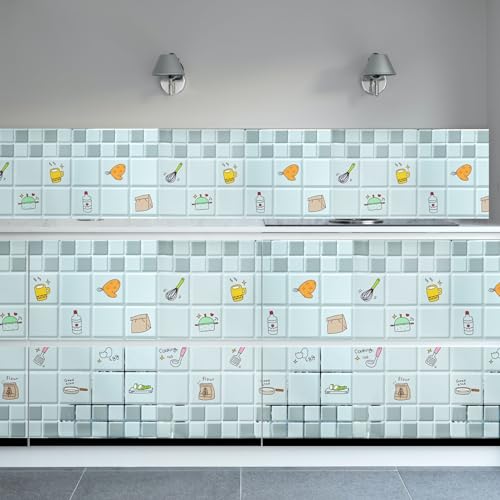 Image of SARVATRAY Self-Adhesive Wallpaper, Kitchen Oil Proof Heat Resistant Stickers, Vinyl Sheet for Wall 2 X 6.5 SQ FT (2 M Kitchen Style Grey WS)