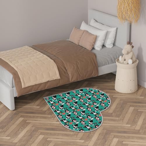 Niedliche Französische Bulldogge Liebe Langhaar Verdickte Boden Fußmatte Teppiche 80 cm Hund Bulldogge Bereich Teppich für Wohnzimmer Küche Schlafzimmer Waschbar rutschfest Bodenmatte Teppich