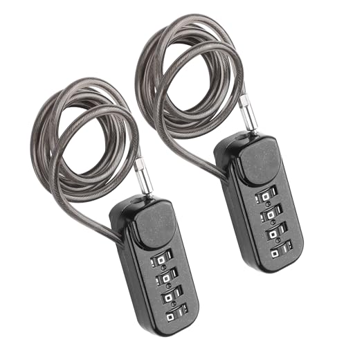 Image of YAODHAOD Cable Locks with Combination, 4 Digit Combination Padlocks,Travel Lock for Suitcases & Bag for School Locker, Gym Locker, Fence, Toolbox, Gate, Case, Hasp Storage (2pcs)(Black, 23.6 inch)