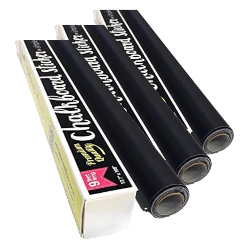 Image of Extra Large Chalkboard Peel and Stick Paper 9 Feet roll (108 inches) + (5) Color Chalk Included - by Simple Shapes (Pack of 3)