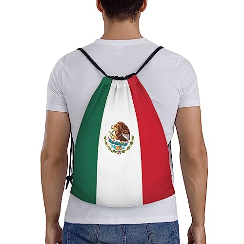 KiHene Mexico Flag Printed Drawstring Backpack Water Resistant String Bag Sports Sackpack Gym Sack, for Men Women2