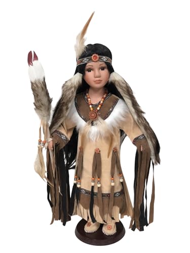 KINNEX COLLECTIONS SINCE 1997 16' Collectible Native American Indian Porcelain Doll (D16766)