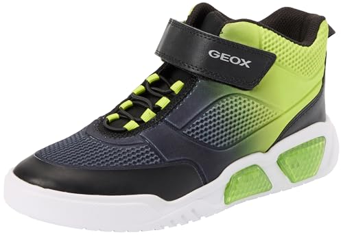 Geox J ILLUMINUS Boy B Sneaker, Black/Lime, 31 EU