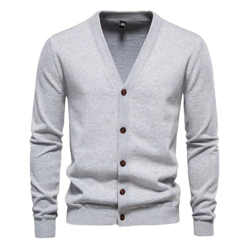 Dcvmvmn Winter Cotton Cardigan Sweater for Men Casual Single Breasted Solid Color Warm Sweater