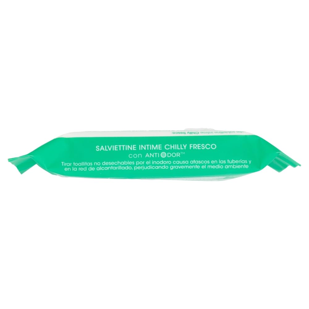 Chilly Toallitas de higiene íntima frescas – frescor natural duradero – con mentol natural – Cada paquete contiene 12 toallitas + llavero Beni Culinari gratis