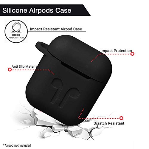 Image of Colorcase Silicone Shock Proof Protection Sleeve Skin Carrying Bag Box Cover Case for Apple AirPods 1& Apple Airpods 2 Wireless Headset Earphone (Black)