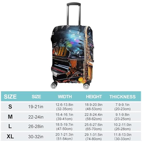 Saxophone And Piano Luggage Cover, Washable Elastic Suitcase Cover Protector Fit 18-32 Inch Luggage2