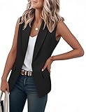 IDEALSANXUN Blazers for Women Business Casual Work Blazer Dress Vest Tops Trendy Sleeveless Blazer Vest Jackets, Black, M