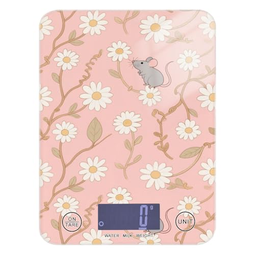 Bilancia portatile per pesare cibo 5 kg/5 g, bilancia da cucina bianca a forma di margherita con 4 unità per cucinare arrostire (batterie non incluse) báscula para pesar comida