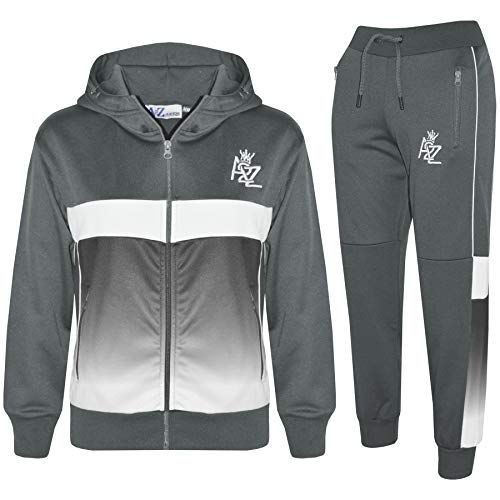 A2Z 4 Kids Boys Girls Tracksuit 3D Digital Two Tone Gradient A2Z Logo - T.S 307 Steel Grey 9-10