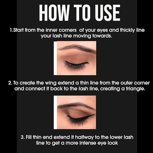 Image of COLORS QUEEN Very Matte Eyeliner | Quick Drying, Long Lasting Liquid Eyeliner | Fine Tip for Precise Application | Smudge Proof, Waterproof for Eye Makeup (Black, 5ml)