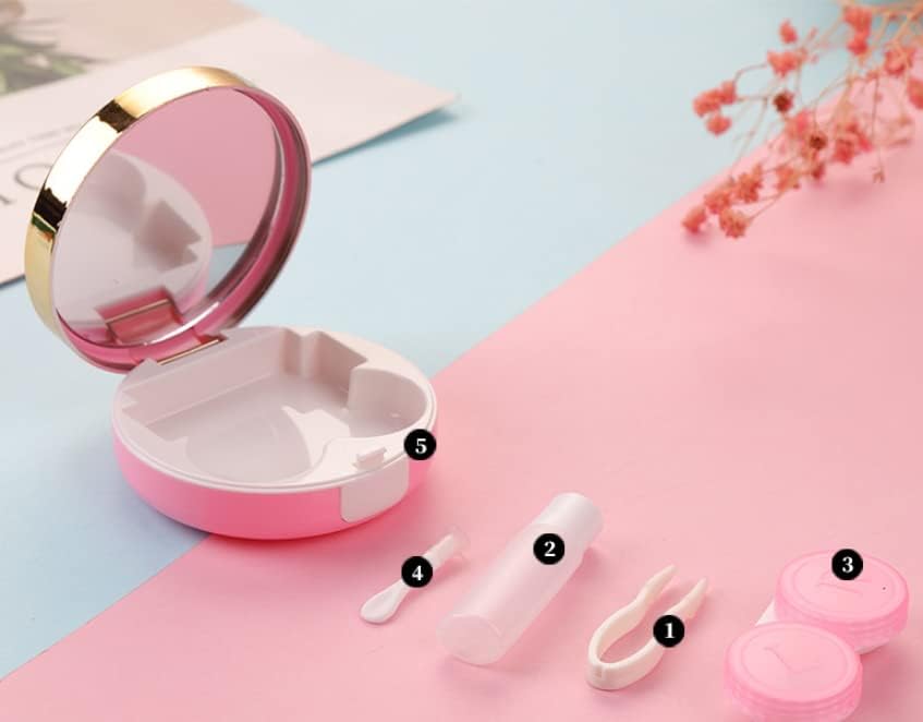2 Pack Contact Lens Case,Lightweight Portable Contact Lens Case Kit with Mirror, travel solution Includes Contact Lens Remover Tool with Bottle and Tweezers for Travel(White+Black)