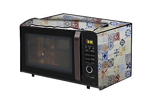 Image of The Furnishing Tree PVC Waterproof Microwave Oven Cover Compatible for Morphy Richards 20 L Grill 20MBG Mosaic Pattern Yellow