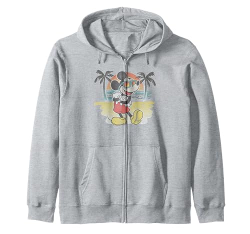 Mickey Beach Airbrushed Zip Hoodie pour vos soirées fraîches de plage