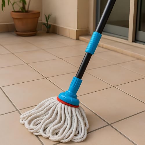 Image of PulGos 360 Rotating Self-Wringing Floor Mop | Wet & Dry Microfiber Pocha for Home, Bathroom, Kitchen & Outdoor | Adjustable Handle | Multicolor Flat Mop Wiper Pocha for Tiles & Floor Cleaning