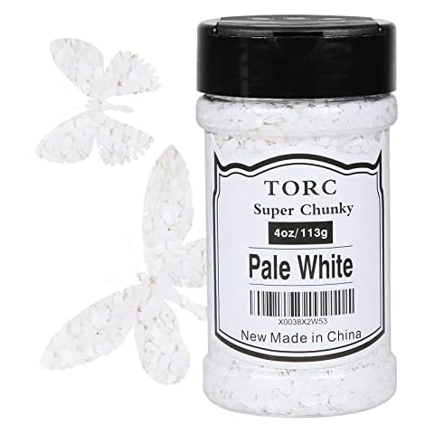 TORC Pale White Chunky Glitter 4 OZ Glitter for Resin Crafts Arts Nail Art Cosmetic Festival Makeup 1/10 (2.5 mm) Cover