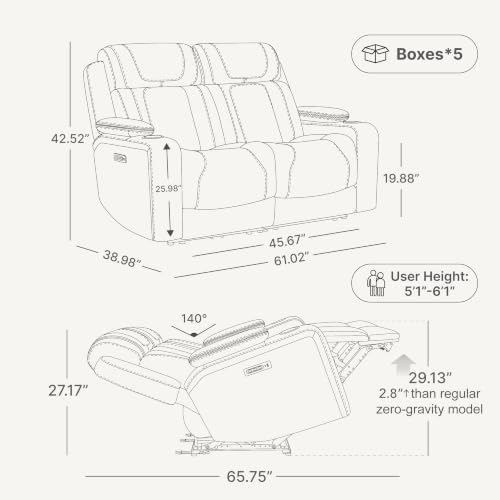 Image of Watson & Whitely Reclining Sofa Loveseat W Power Lumbar, Leather Blue