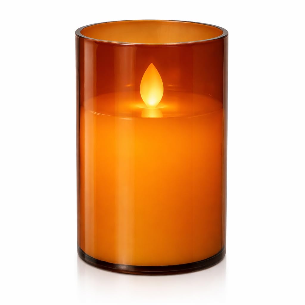Jamboree!!! Acrylic Glass LED Moving Flame Pillar Candle Battery Operated, Flameless, Smokeless, Realistic Flickering, Warm White Light for Home Decor, Diwali, and Christmas (5 Inch)-image-17