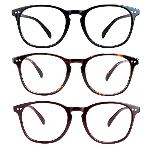 Image of Blue Light Blocking Glasses 3 Pack Square Frame Computer Gaming Reading Glasses Men Women Anti Eyestrain