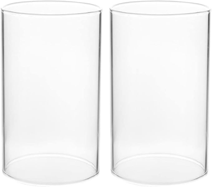 Angoily 2Pcs Candle Holder Sleeve Open End Cylinder Verre Bougie Tube Shade Open Flame Coubelle