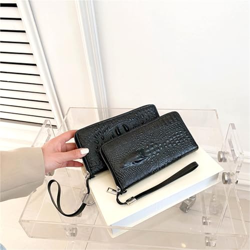 Women PU Leather Handbag Long Wallet Large Capacity Clutch Phone Bag Coin Purse Card Card Holder(Black02)2