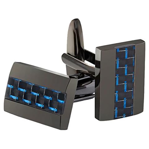 Mr.Van Men's Carbon Fiber Cufflinks Set Handcrafted Rhodium Plated Cuff Links for Business Wedding Cover