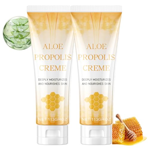 Aloe Propolis Creme Propolis Salbe für Trockene und Gereizte Haut Tiefenhydration für Gesicht und Körper Propolis Gesichtscreme Frauen und Männer Glow Creme für strahlende Haut (113 g (2er Pack))