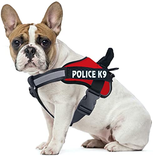 Image of 24x7 eMall Dog K9 Police Harness Dog Vest with Hook and Loop Straps and Handle and Adjustable (Medium - 22-28 Inch Girth, Red)