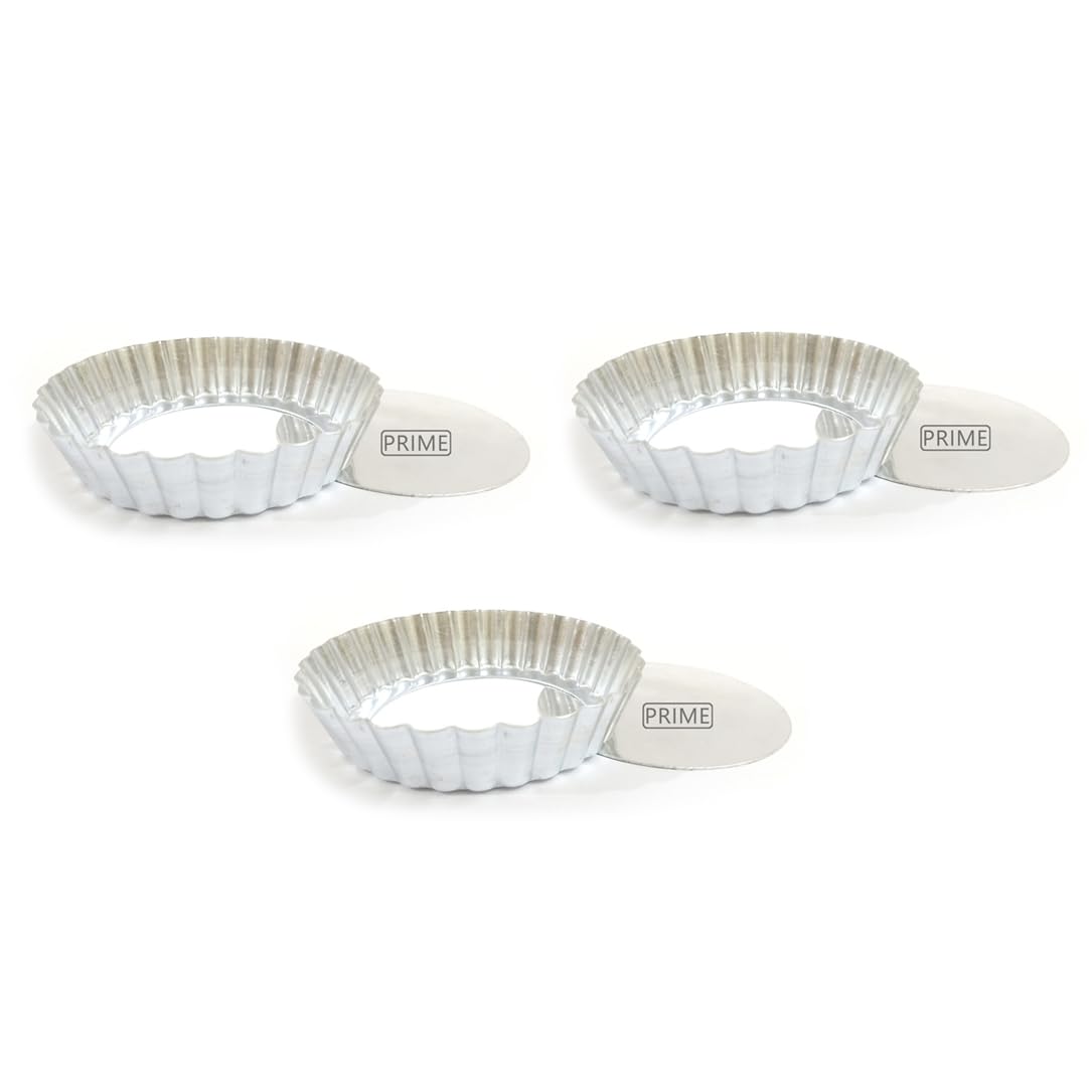 Prime Bakers and Moulders Aluminum Round Pie Baking Dish Pans (Set of Three) (Removable Bottom, 5 Inch)